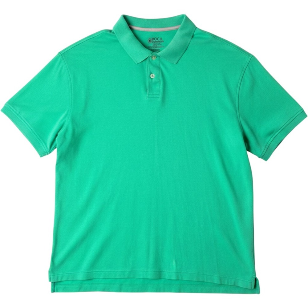 Boca Classics Mens XL Green Short Sleeve 100% Cotton Pique Polo Shirt RN76235